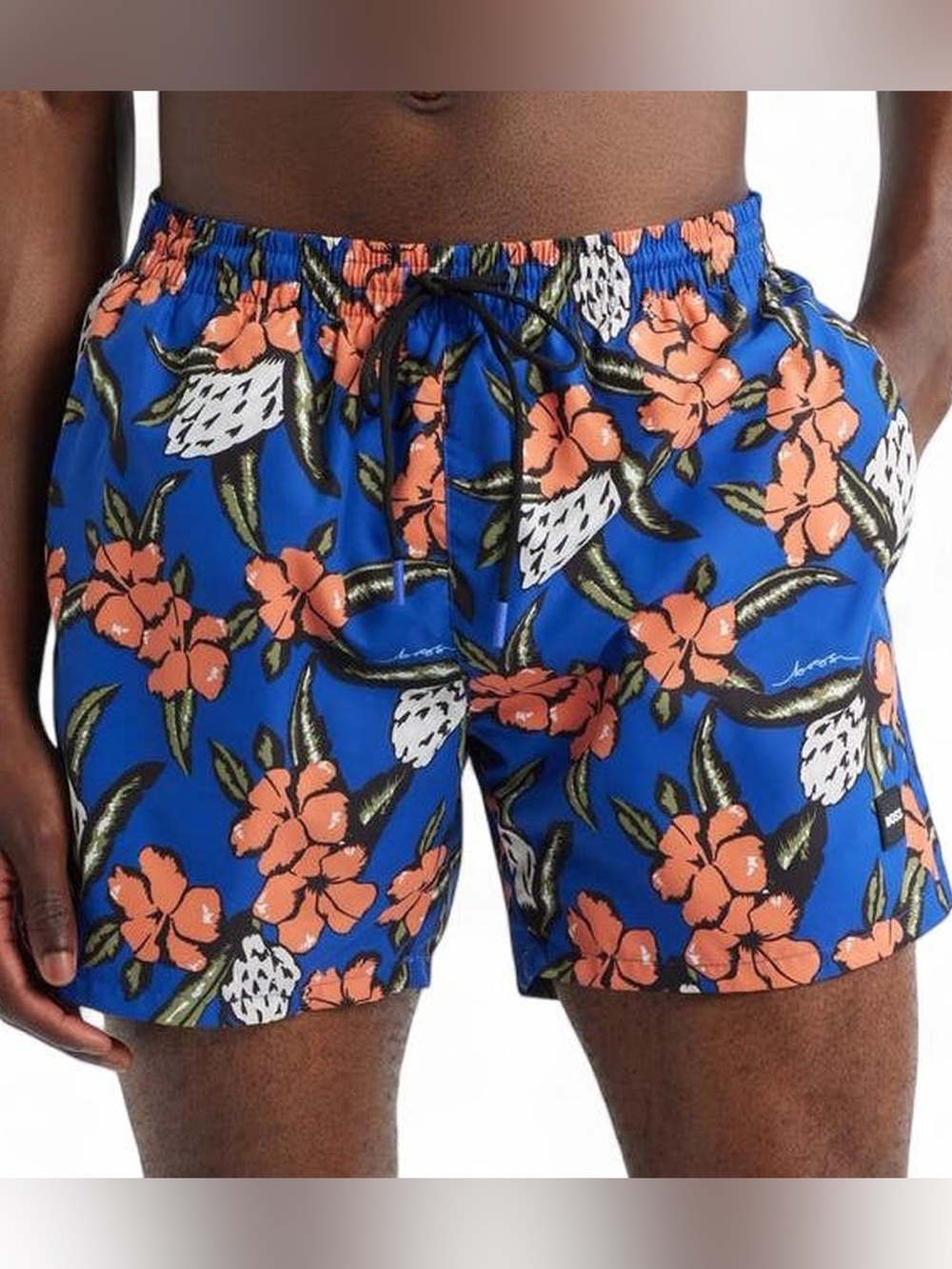 Hugo Boss Piranha Swim Trunks Blue Floral Men’s Size XL Swimwear Board Shorts